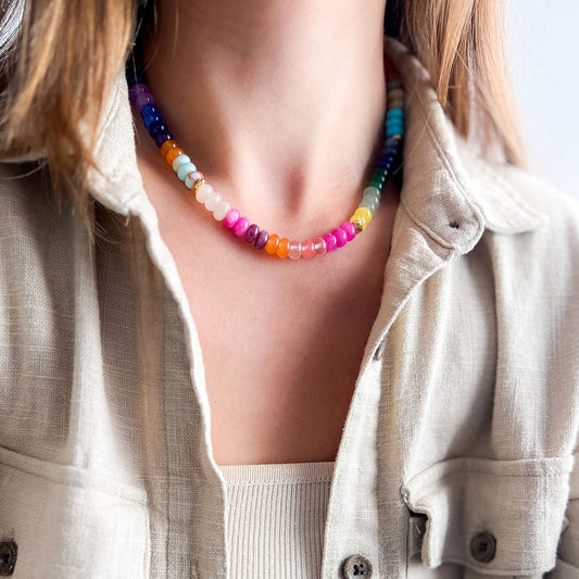 שרשרת לורן גדולה מאבני ג'ייד צבעוניות