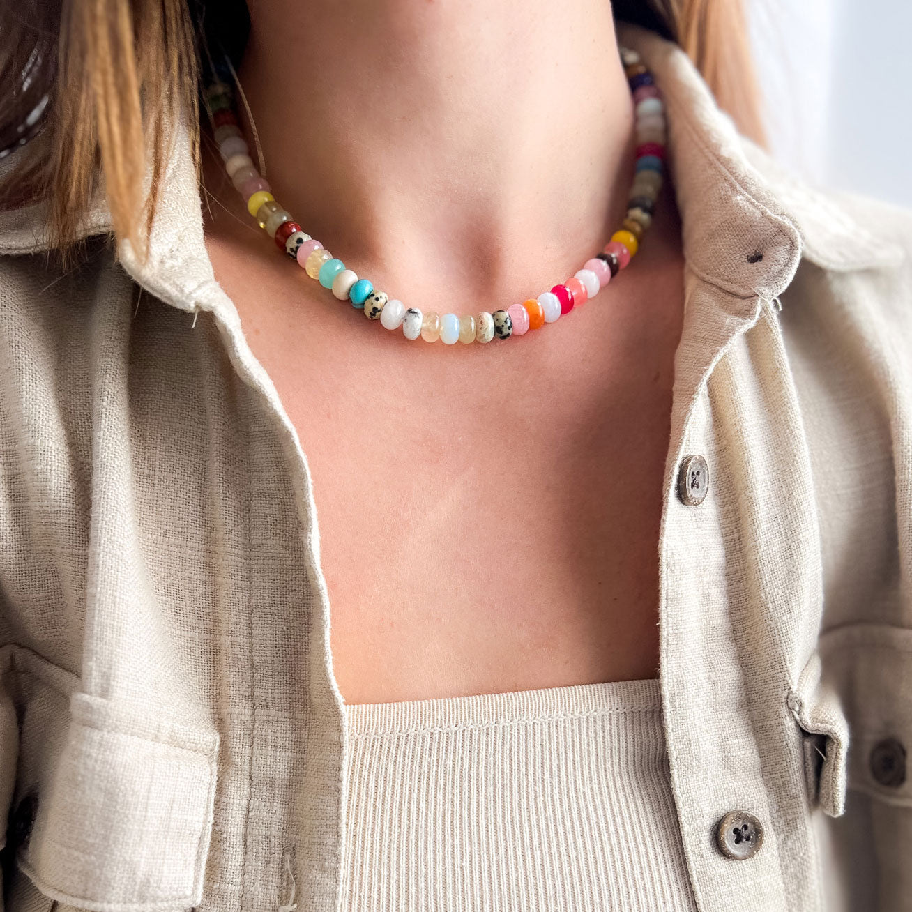 שרשרת לורן גדולה ממיקס אבני חן