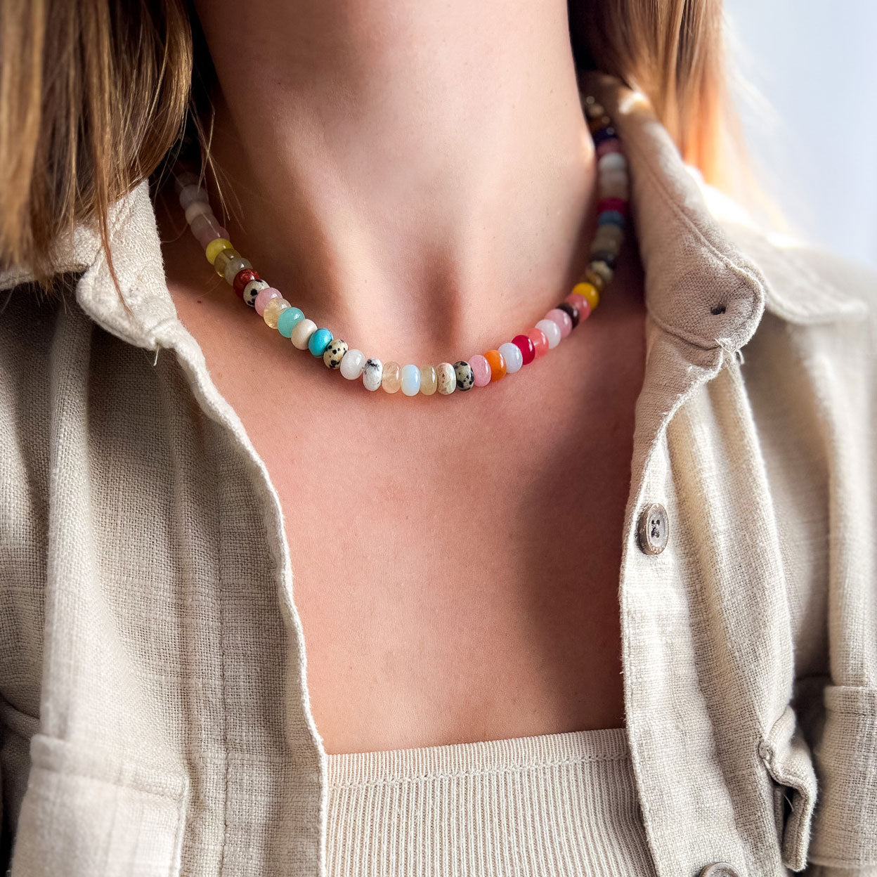 שרשרת לורן גדולה ממיקס אבני חן