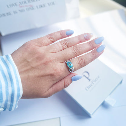 טבעת כסף "ארבל" עם אבן בלו טופז