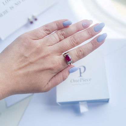 טבעת כסף "ארבל" עם אבן רובי