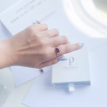 טבעת כסף "ארבל" עם אבן רובי