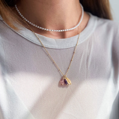 שרשרת עדינה מגולדפילד עם תליוני אבני חן