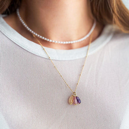 שרשרת עדינה מגולדפילד עם תליוני אבני חן