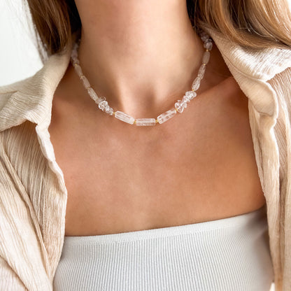 שרשרת אבני קריסטל קוורץ שקופות