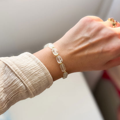 שרשרת אבני קריסטל קוורץ בגוון ירוק עדין