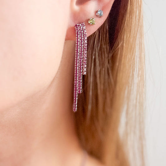 עגילי כסף עם אבני שפינל ורודות