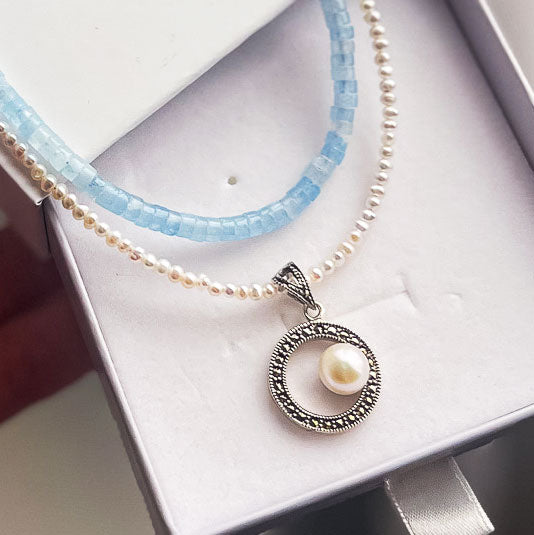 שרשרת אבני אקוומרין לורן