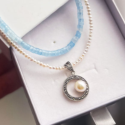 שרשרת אבני אקוומרין לורן