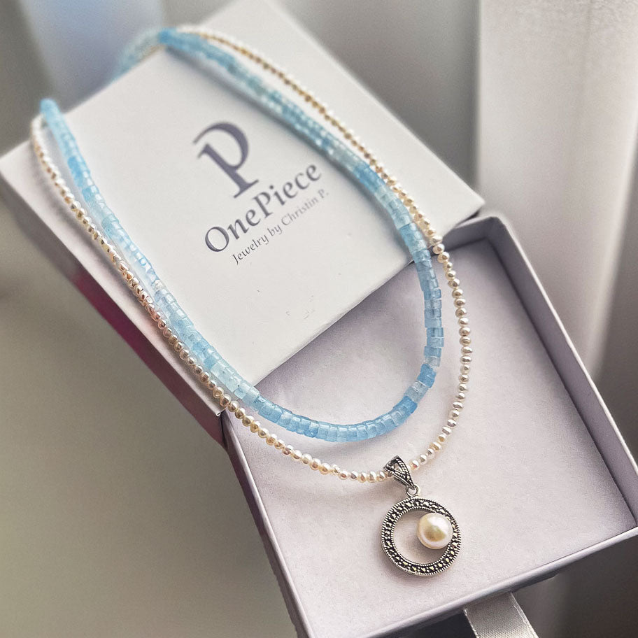 שרשרת אבני אקוומרין לורן