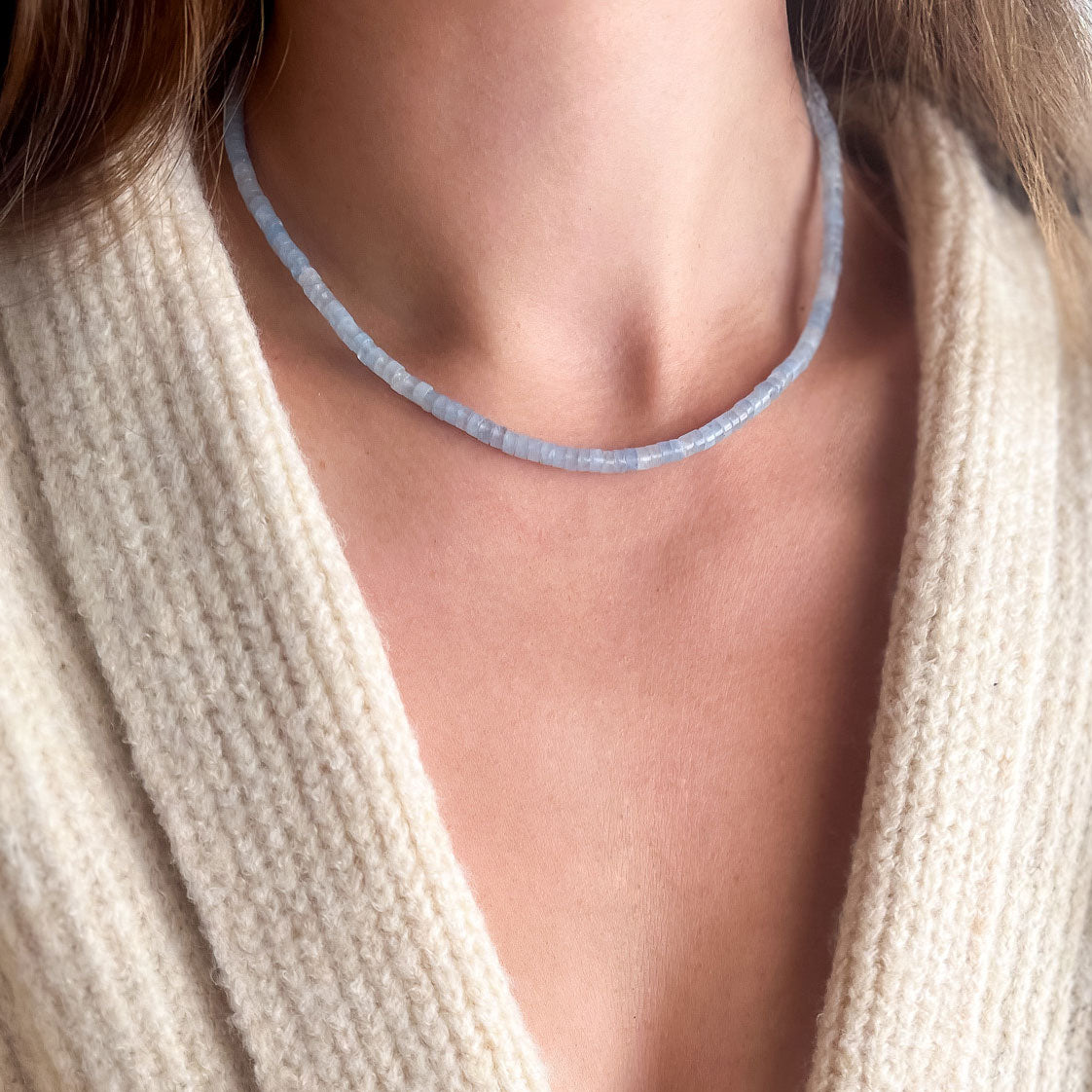 שרשרת אבני אקוומרין לורן