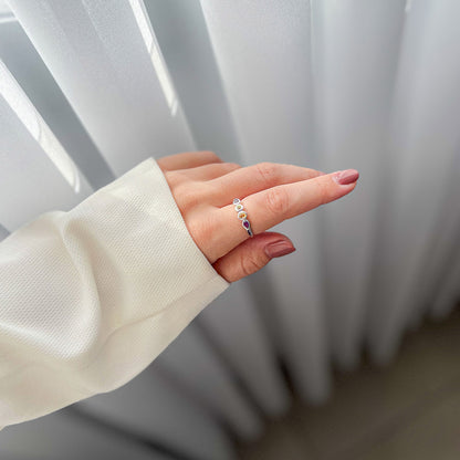 טבעת כסף ססיל עם מיקס אבני חן