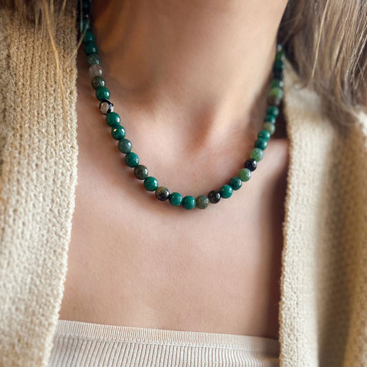 שרשרת "ליאה" מאבני קוורץ וג'ספר ירוק