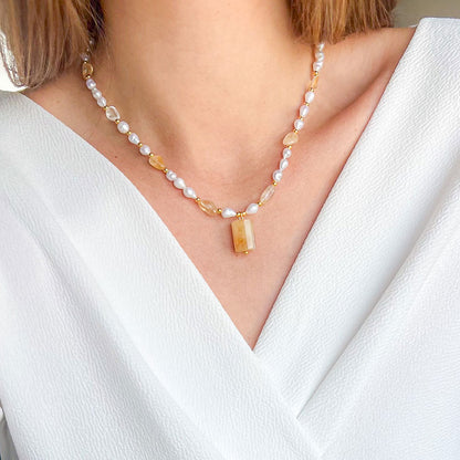 שרשרת פנינים בשילוב אבני סטרין