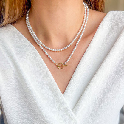 שרשרת פנינים מריה עם סוגר עגול