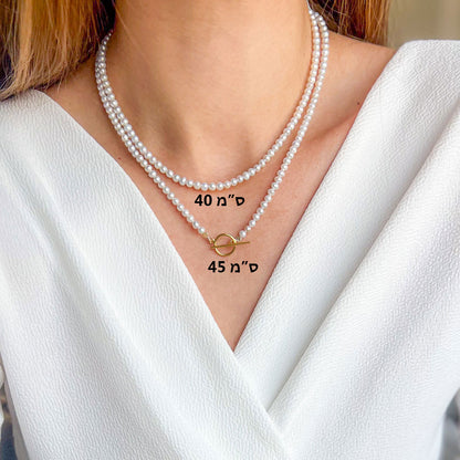 שרשרת פנינים מריה עם סוגר עגול