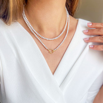 שרשרת פנינים מריה עם סוגר עגול