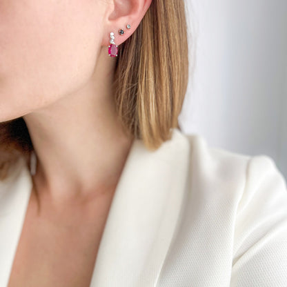 עגילי כסף "אניה" עם אבני רובי