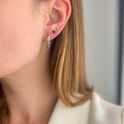 עגילי כסף ססיל עם מיקס אבני חן