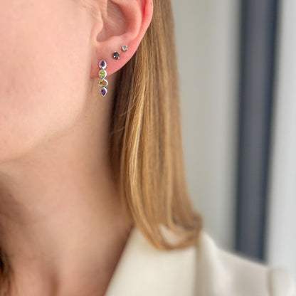 עגילי כסף ססיל עם מיקס אבני חן