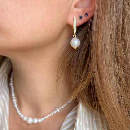 MORAN עגילי פנינה עגולה