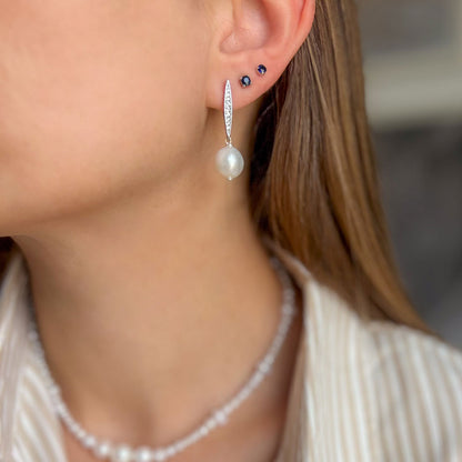 MORAN עגילי פנינה עגולה