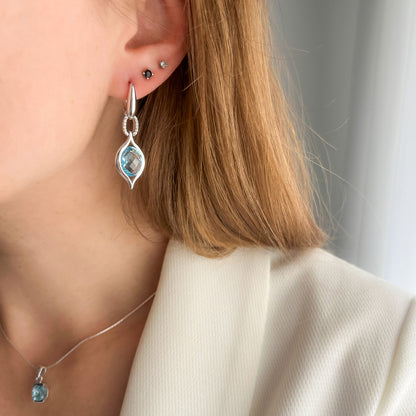 עגיל כסף "סרינה" עם אבני בלו טופז