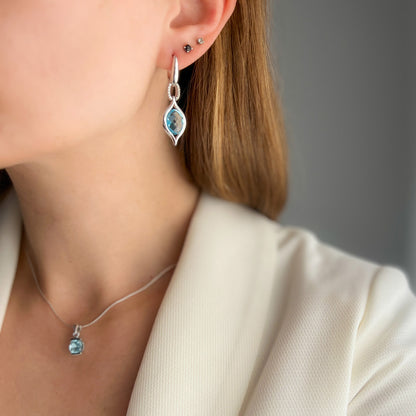 עגיל כסף "סרינה" עם אבני בלו טופז