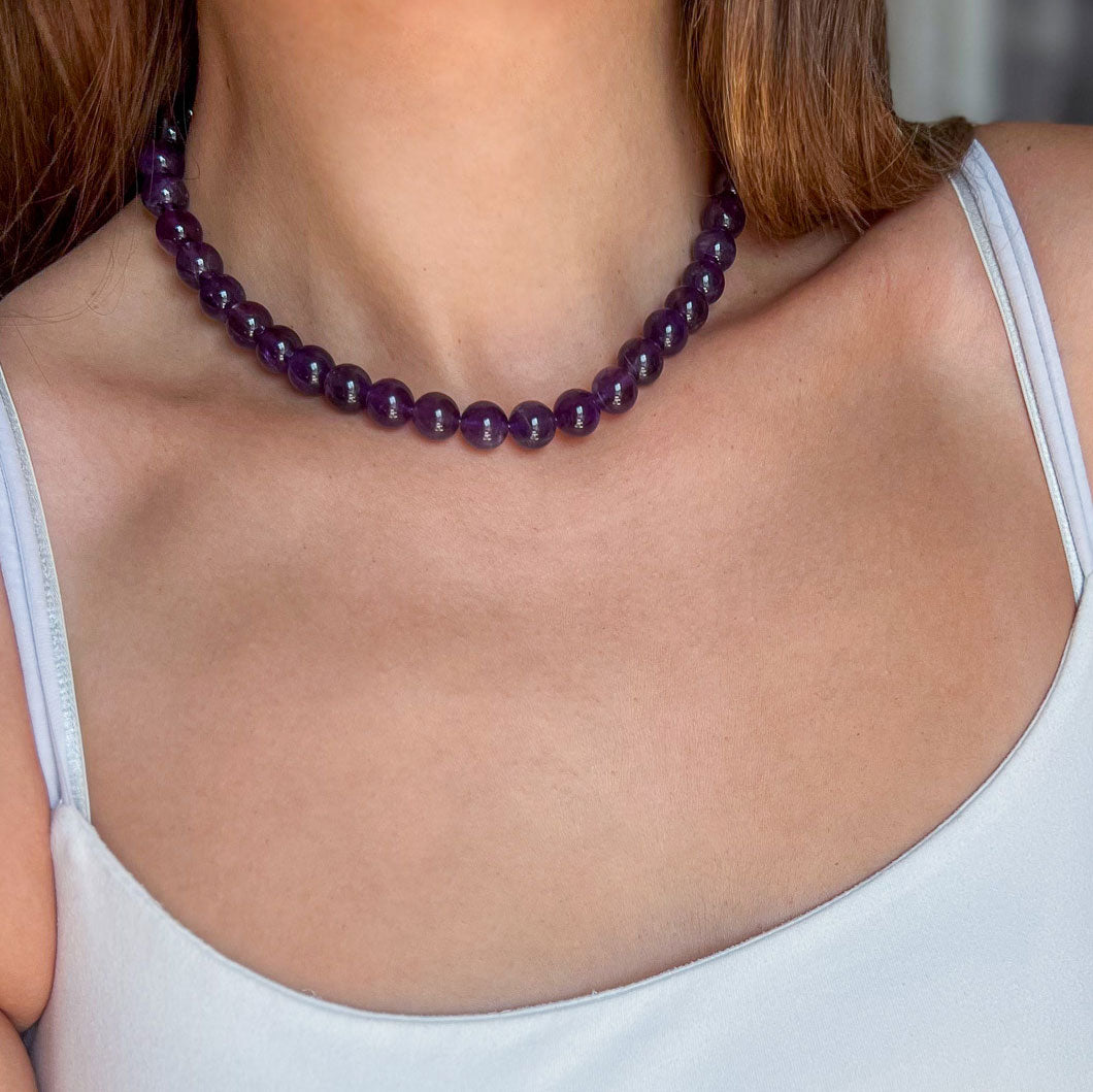 שרשרת ליה סגולה מאבני אמטיסט