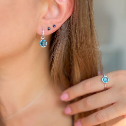 טבעת כסף "לונה" עם אבן טופז