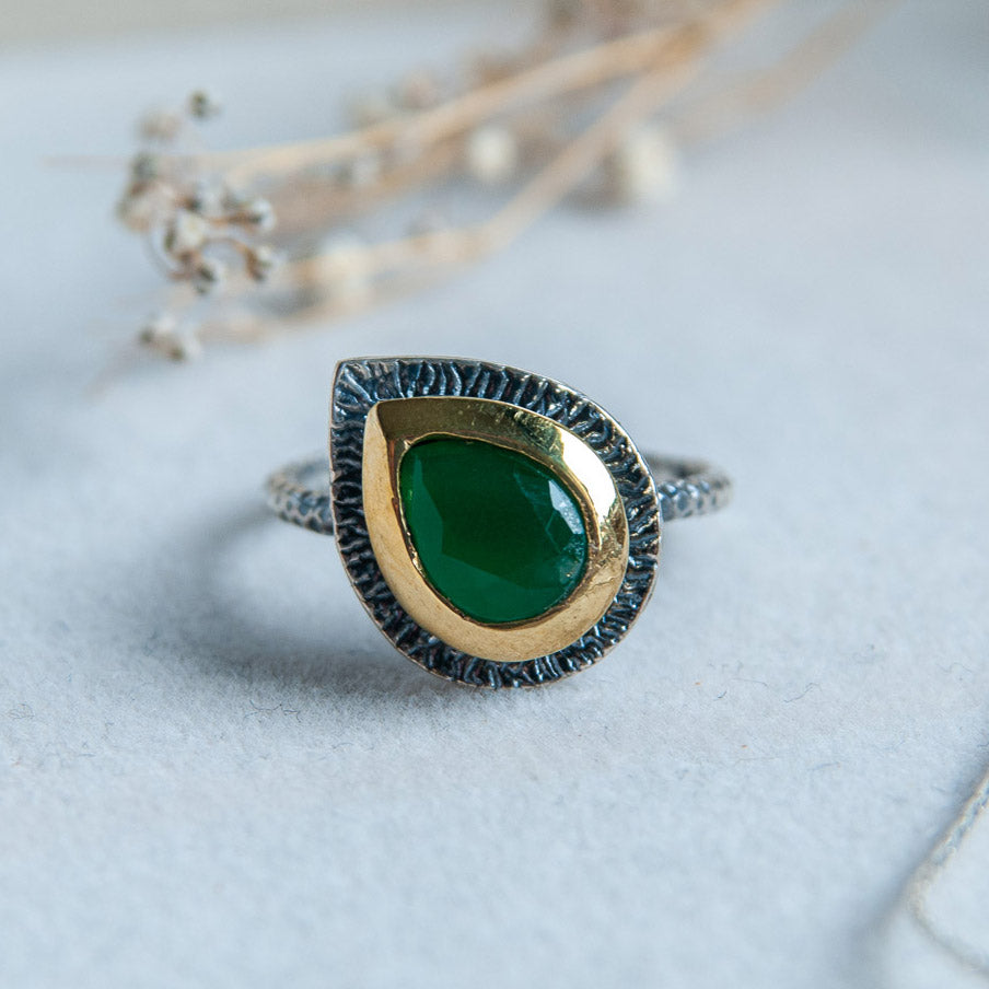 טבעת כסף עם אגת ירוקה סול