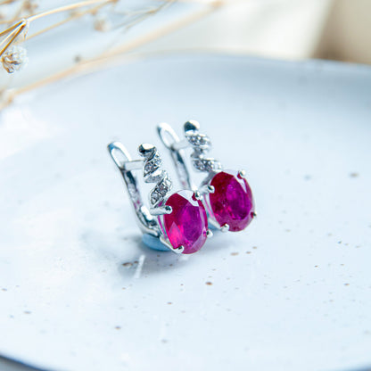 עגילי כסף "אניה" עם אבני רובי