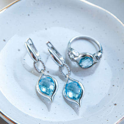 טבעת כסף "סרינה" עם בלו טופז