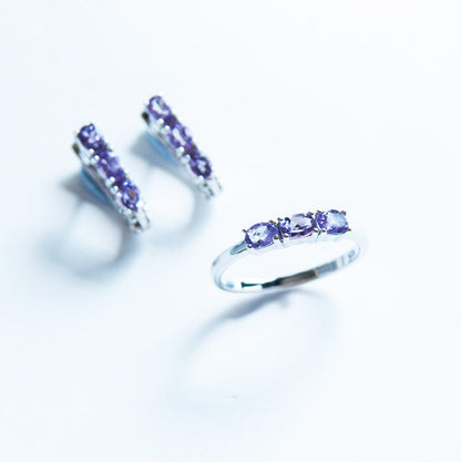 טבעת כסף "אוליב" עם אמטיסט בהירה