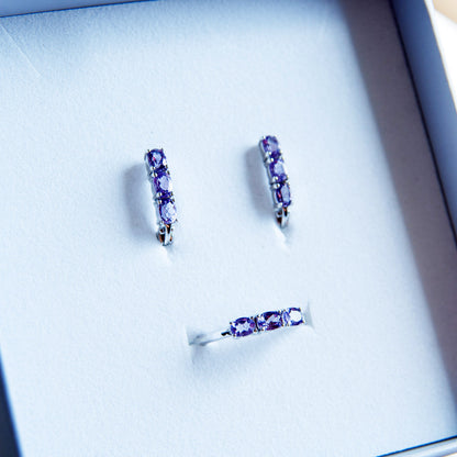 טבעת כסף "אוליב" עם אמטיסט בהירה