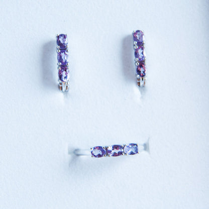 טבעת כסף "אוליב" עם אמטיסט בהירה