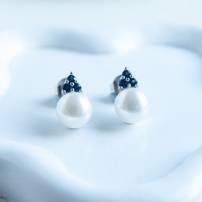 עגילי כסף "פיונה" עם פנינה וספיר