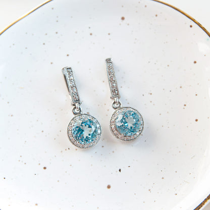 RUTH עגיל כסף עם אבני בלו טופז