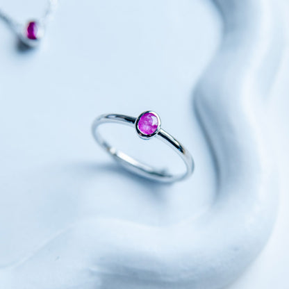 טבעת כסף טסיל עם אבן רובי