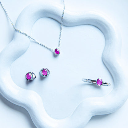 שרשרת כסף טסיל עם אבן רובי