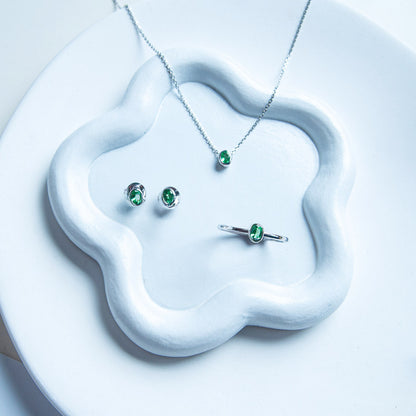 טבעת כסף טסיל עם אבן גרנט ירוק