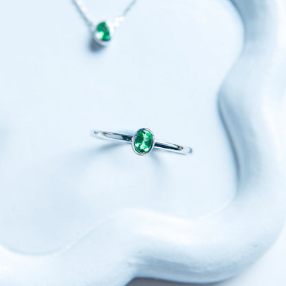 טבעת כסף טסיל עם אבן גרנט ירוק