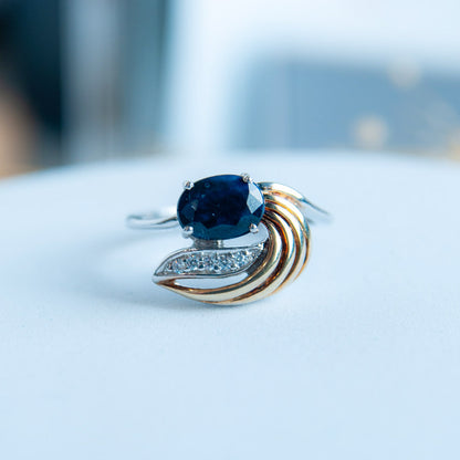 טבעת כסף "לוהן" עם אבן ספיר