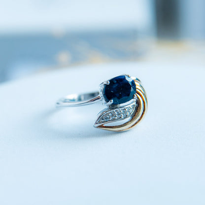 טבעת כסף "לוהן" עם אבן ספיר