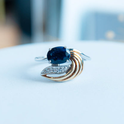 טבעת כסף "לוהן" עם אבן ספיר