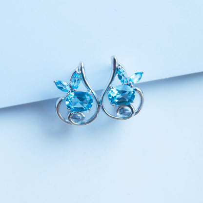 עגילי כסף "לינדה" עם אבני בלו טופז