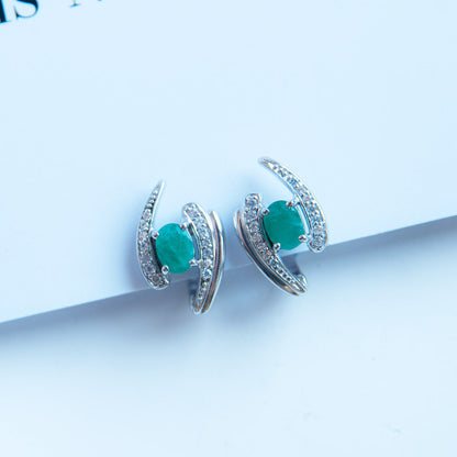 עגילי כסף "קטי" עם אבני אמרלד