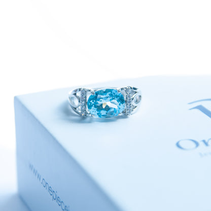 טבעת כסף "ארבל" עם אבן בלו טופז