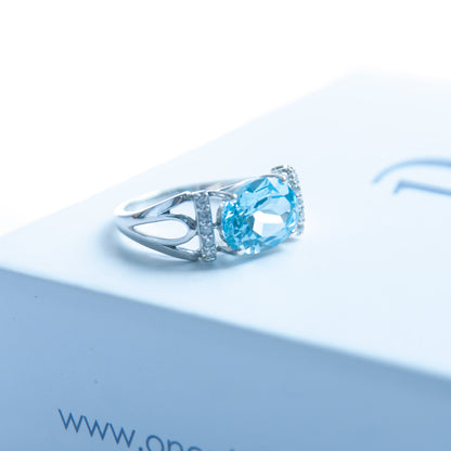 טבעת כסף "ארבל" עם אבן בלו טופז