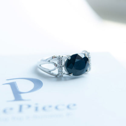 טבעת כסף "ארבל" עם אבן ספיר